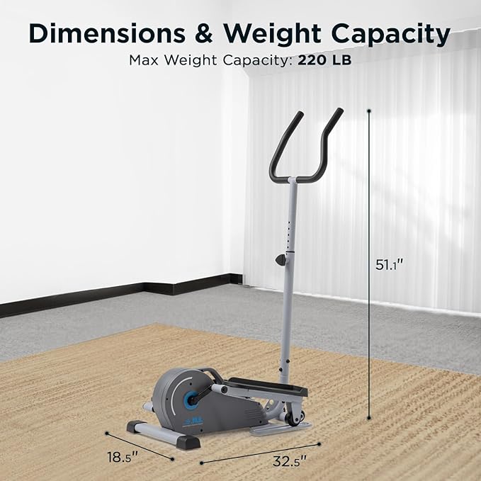 JLL Elliptical Exercise Machine, Mini Elliptical Cross Trainer 2-in-1 Sit/Stand, 8-Level Magnetic Resistance, Compact Home & Office, LCD Monitor, Free Smart Fitness App, Transport Wheels