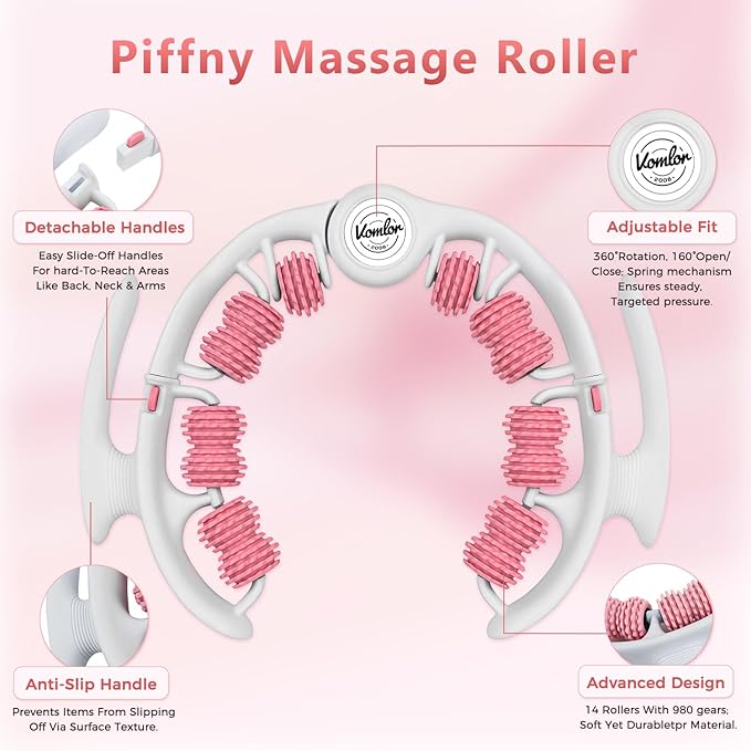 Cellulite Massage Roller - Lymphatic Drainage Tool for Deep Tissue Fascia Massage - Muscle Roller for Legs & Buttocks, Anti-Cellulite Massager for Body Contouring and Skin Smoothing