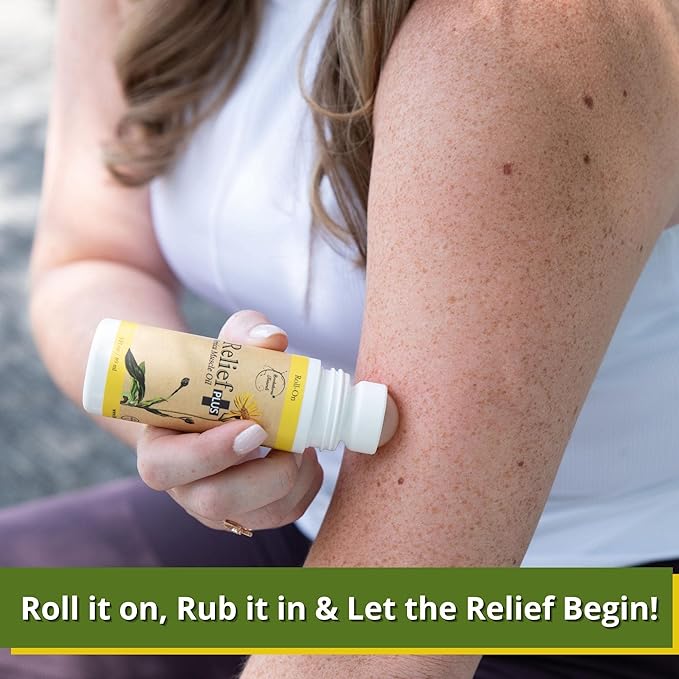 Relief Plus Arnica Muscle Oil – All Natural Highly Concentrated Roll On - Cypress, Eucalyptus & Helichrysum Essential Oils & Menthol for Sore Muscles, Aching Joints by Brookethorne Naturals