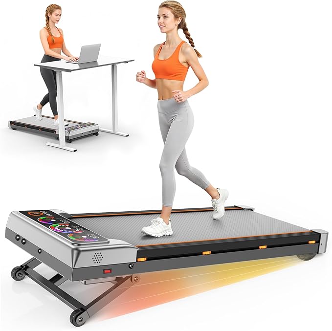 Walking Pad Treadmill with 15% 12-Level Auto Incline, 450 lbs Capacity RGB UI Screen, 3 in 1 Under Desk Treadmill, Bluetooth Speaker, 3.5HP Quiet Portable Treadmills for Home Hiking, APP & Remote