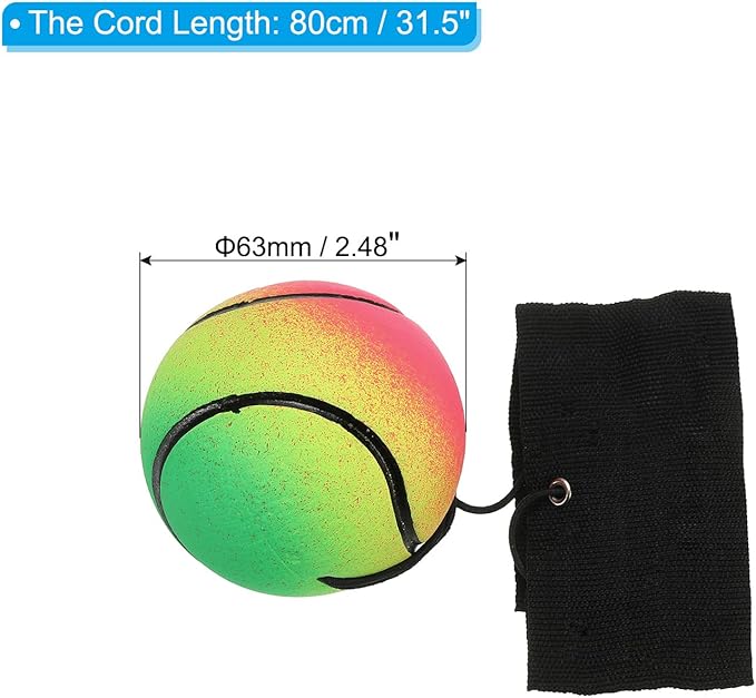 PATIKIL 2.5 Inch Sports Wrist Ball, 12Pcs Tennis Rubber Rebound Wristband Wrist Return Ball Sport on A String for Exercise Play, Mixed Colors