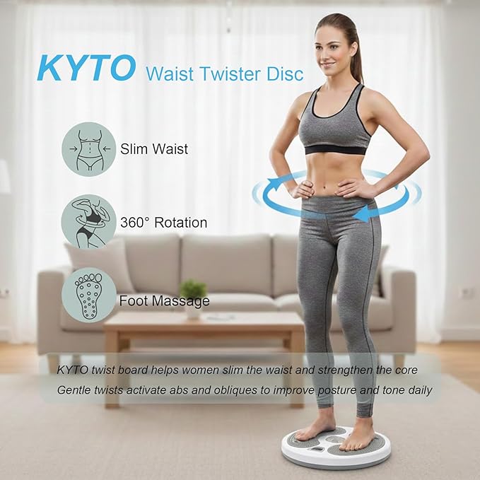 KYTO Waist Twister Disc – Core Trainer Board with Digital Counter, Ab Workout Equipment with 360° Rotation, Non-Slip Foot Massage Design for Home, Office Fitness