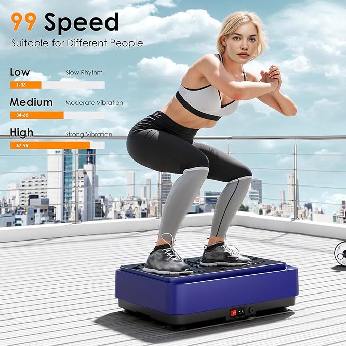 Vibration Plate Exercise Machine, Vibration Plate for Lymphatic Drainage with Remote Control & LCD Display, Vibration Platform with Fitness Resistance Bands for Women Men Weight Loss, 500lbs