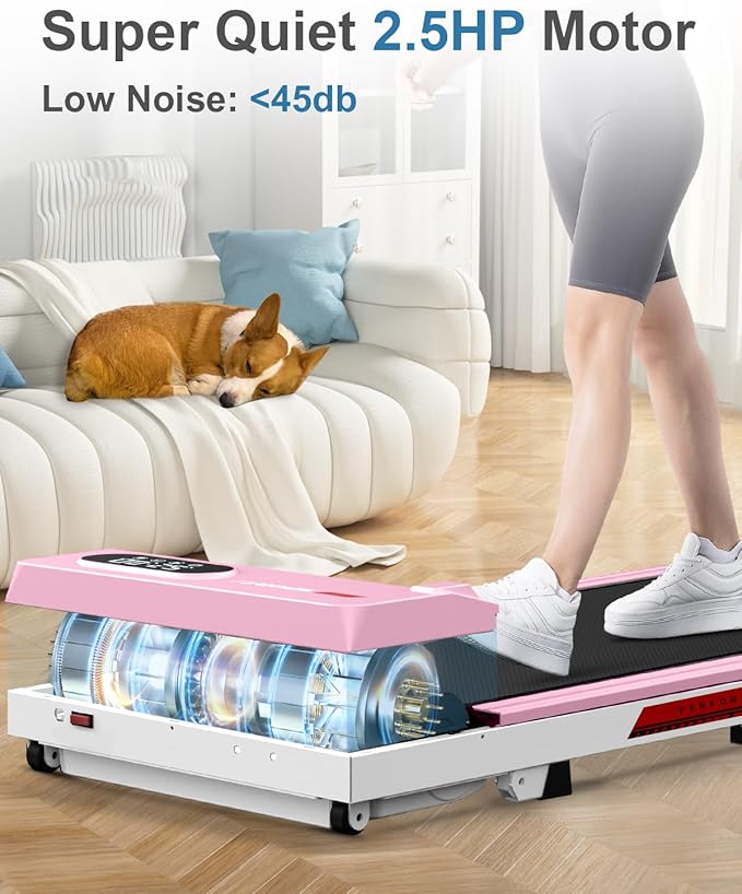Incline Walking Pad with Handle Bar, Foldable Portable Under Desk Treadmill for Home Office, Ultra Quiet <45dB, Safety Lock, 300+ LB Capacity
