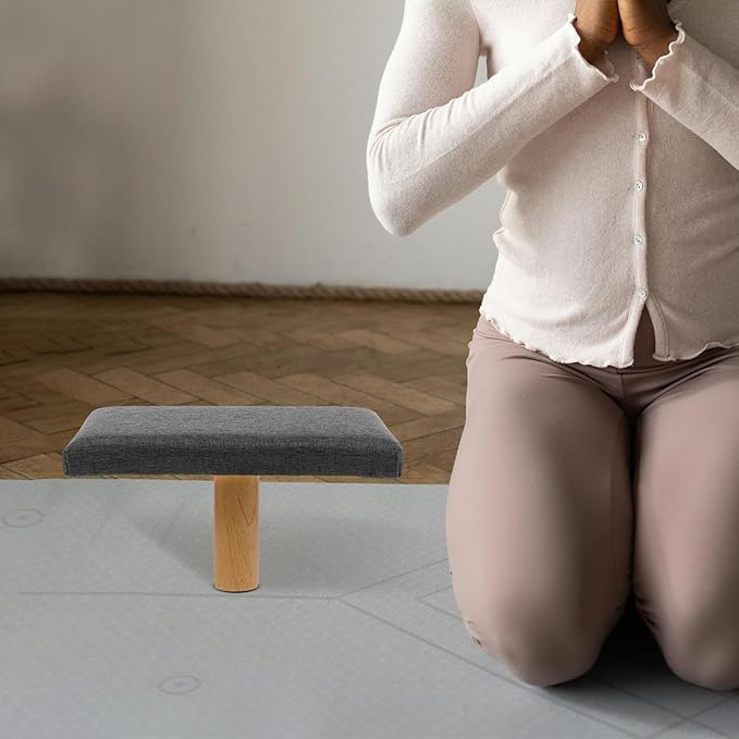 Sosoport Ergonomic Prayer Stool with Soft Cushion Single-Leg Meditation Bench for Sitting Kneeling and Balance Training Portable Gray Seat Suitable for Users