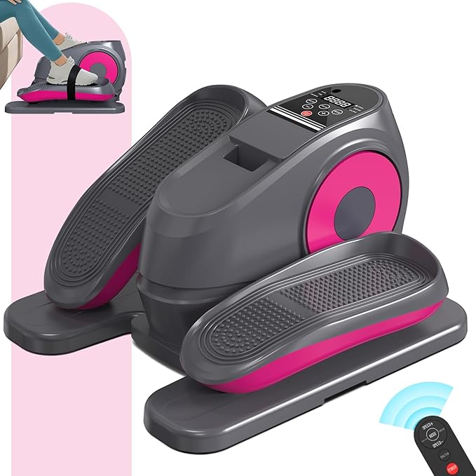 2025 Under Desk Elliptical Machine, Electric Ellipse Leg Exerciser Pro As Seen On TV with 16 Adjustable Speed, Quiet and Fully Assembled with Remote Control & Non-Slip Foot Straps White New