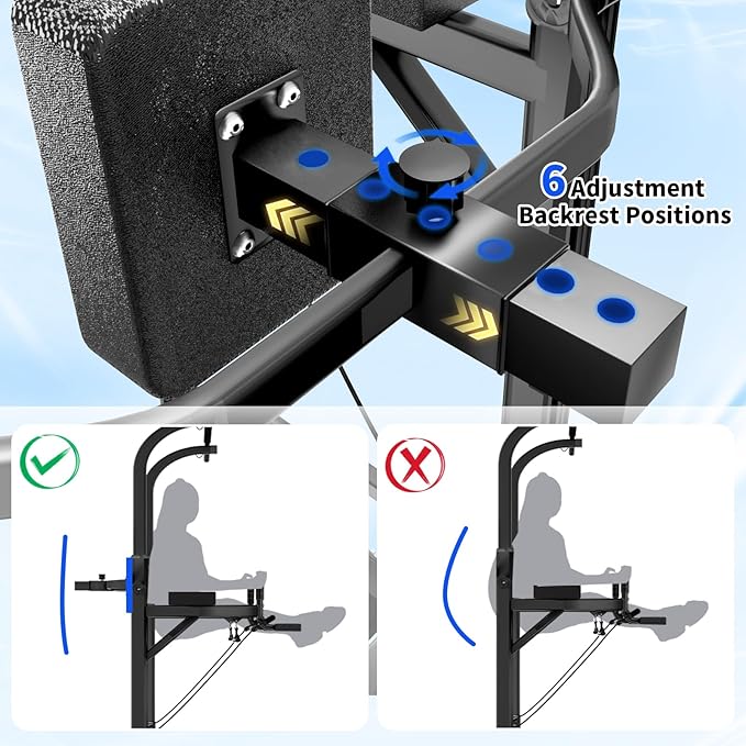 Pull Up Bar Power Tower Dip Station, Adjustable Strength Training Equipment for Home Gym Workout, Multi-Function Pull Up and Dip Bar