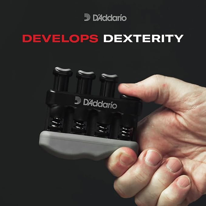 D'Addario Varigrip Finger Strengthener with Fiddilink - Finger Exerciser & Guitar Trainer with Simulated Strings for Callus Building - Strengthening & Coordination Tool for Guitar Players