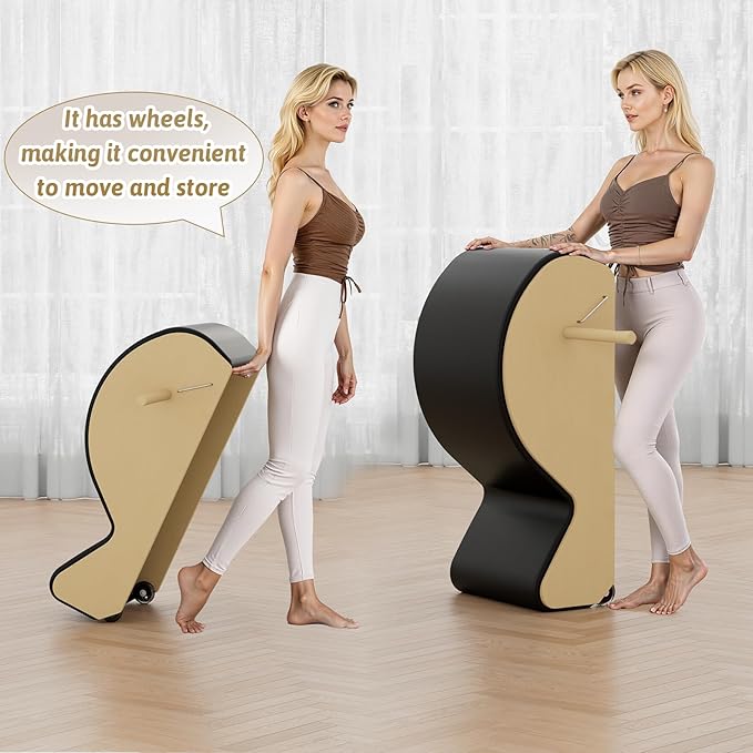 Wooden Black Pilates Arc with Spine Corrector for Core Strengthening Back Pain Relief, Pilates Spinal Corrector Arch Barrel for Back Flexibility，at Home Reformer Pilates Posture