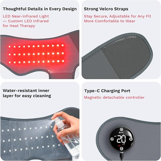 Large Fit Pro Foot Massager – Red-Light Therapy, 5-Level Graphene Heating, 6 Modes × 3 Intensities, Waterproof Inner Liner & 90-Min Rechargeable Battery,Multi-Area Use for Ankle, Knee, Back, Neck