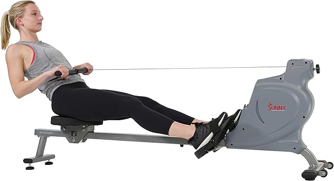 Sunny Health & Fitness Silent Magnetic Rowing Machine with 16 Level Resistance – Home Rower Designed for Low-Impact Full-Body Workouts and Users up to 220 LB - SF-RW5987