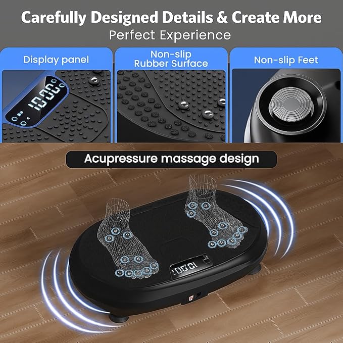 Vibration Plate Exercise Machine, Vibrating Fitness Platform for Lymphatic Drainage, Full Body Shaker Workout Equipment, Bluetooth Power Shaping Vibrate Plate, Board Sport for Home Exercise Gym