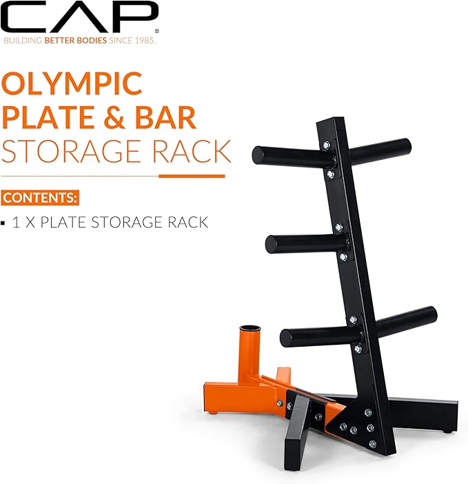 Cap Barbell Olympic Plate Tree Storage Rack, Multiple Colors