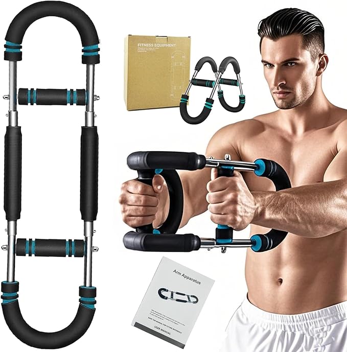 Twister Arm Trainer, Adjustable Arm and Chest Workout Equipment, Portable U-Shape Strength Training Bar for Men & Women, Spring Resistance Arm Exerciser for Home Gym & Fitness