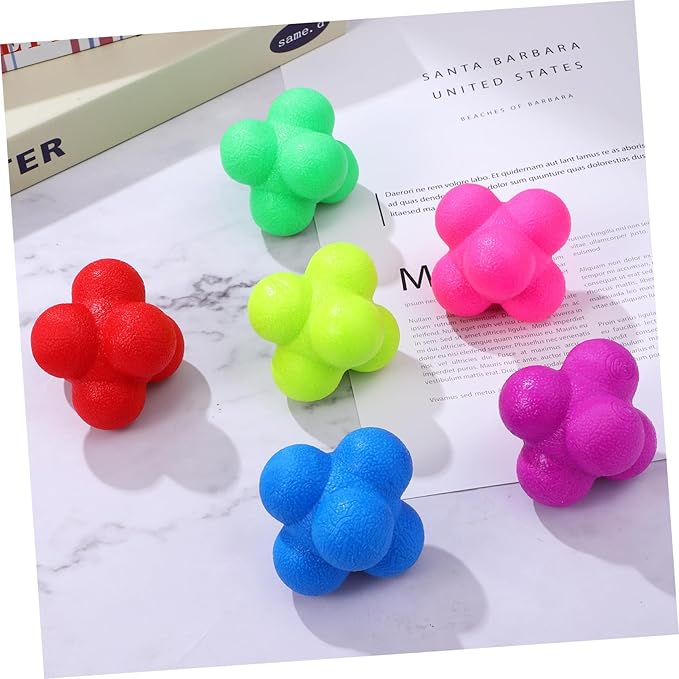 Mikinona 6 Pcs Hexagonal Reaction Balls Fitness Reflex Training for Agility Hand Eye Coordination Sports Exercises with Elasticity and Lightweight Portable Design