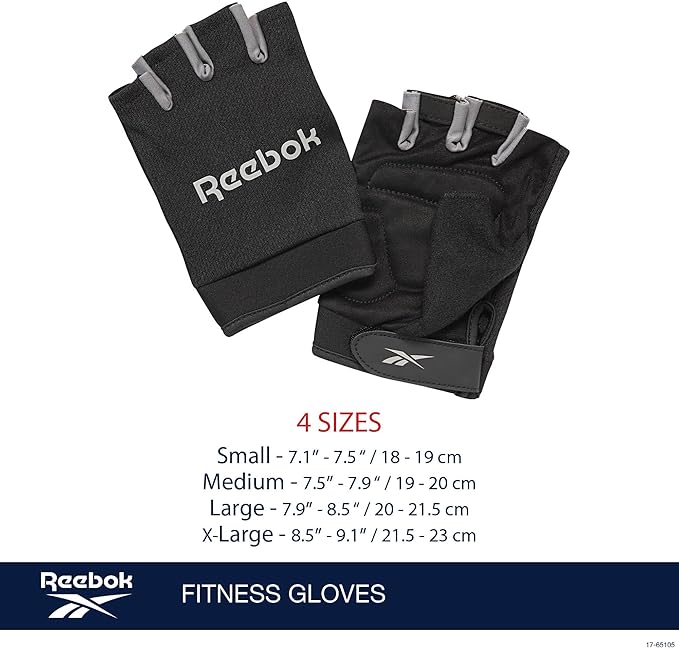 Reebok Classic Fingerless Gloves Lightweight Fitness & Weight Lifting Gloves for Training
