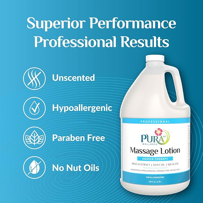 Arnica Therapy 1 Gallon Massage Lotion, Arnica Extract, Professional, Massage Therapy, Deep Tissue, Unscented, Hypoallergenic, Natural Ingredients, Skin Hydrating, Moisturizing, Recovery