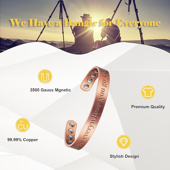 Copper Magnetic Bracelet for Women, 99% Pure Copper Adjustable Bracelet, Fashsion Jewelry Presents (0946Q9)