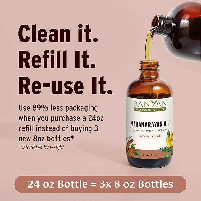 Banyan Botanicals Organic Mahanarayan Oil – Deeply Penetrating Muscle & Joint Recovery Oil – Warming Ayurvedic Massage Oil for Active Mobility & Tissue Resilience – 8 oz – USDA Organic