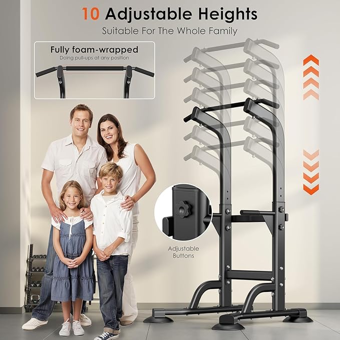 Multi-Functional Power Tower for Home Gym: Adjustable Pull Up & Dip Station with 400 LBS Capacity, Space Saving Strength Training Equipment for Men and Women