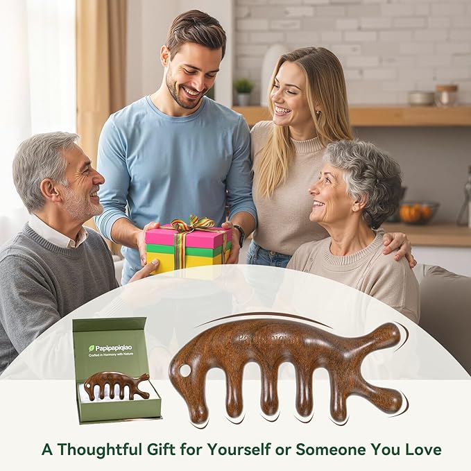 Gua sha Tool for Face&Body,Nose Gua Sha,Gua Sha Tools,Guasha Brush for Head,Scalp Massage Comb,Wooden Scalp Massager,Head Massager,Christmas Gift,Natural Green Sandalwood