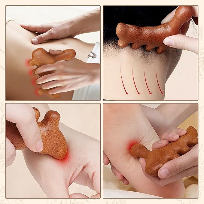 5-in-1 Gua Sha Tool for Face & Body, Lymphatic Drainage Tool, Trigger Point Massage Tool, Meridian Brush Head Massage Comb for Stress Relief, Home Office Self Care