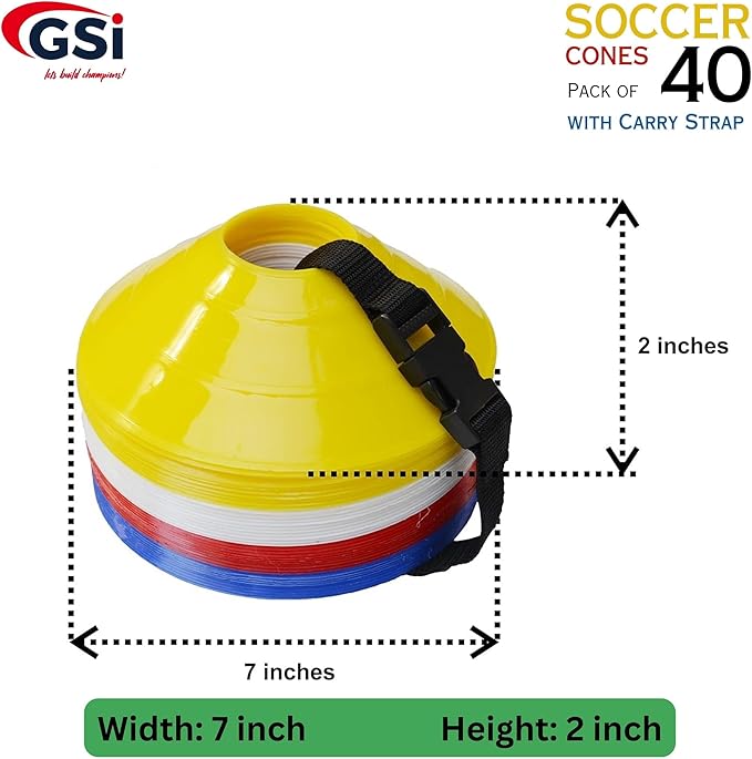GSi Kids Agility & Speed Training Bundle – 46 Pc Set with 6 Adjustable 6"/12" Hurdles & 40 Training Cones for Sports Drills, PE Class, and Obstacle Courses