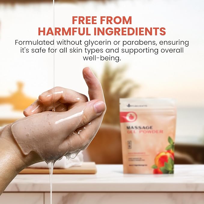 Massage Gel Powder 50g | Peach Fragrance | Made in Japan | Smooth and Slippery Gel for Wellness and Relaxation | 50g Makes 1.32 Gallons/ 5 litres | Just Add Water