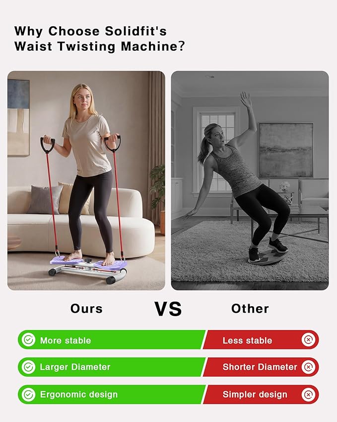 Waist Twister Machine Exercise, 326 lbs Ab Twister Board for Exercise, Home Gym, Balance Training & Fat Burning, Noiseless Workout Equipment for Women & Men - Twist Exercise Machine