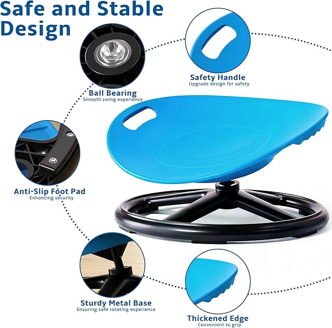 1 Durable Plastic Rotating Sensory Chair - Pilates Stability Chair, Oval Eggshell Design, Upgraded Non-Slip Base, Office Stool, Training And Rehabilitation Equipment, Suitable For Home Use (blue)