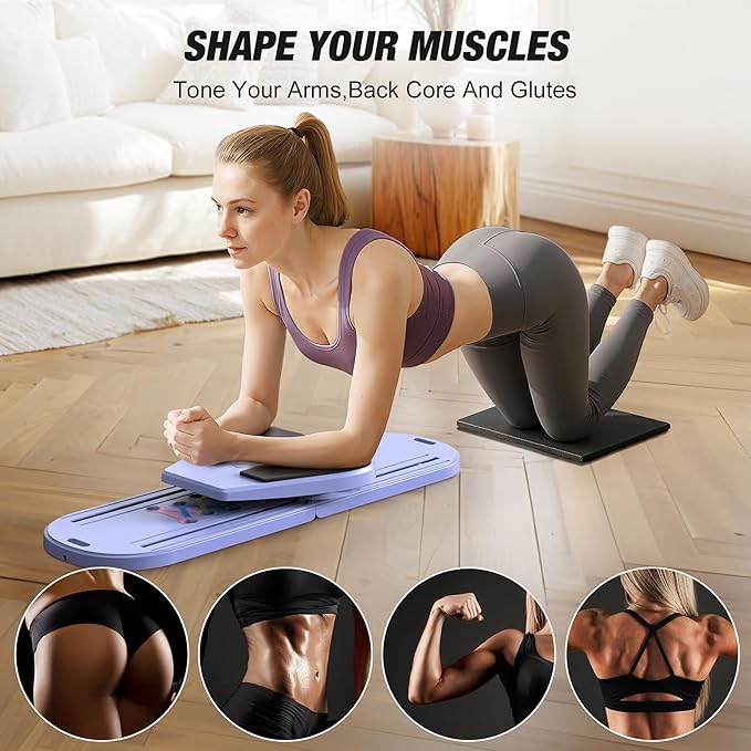WARMOUNTS Pilates Board, Pilates Board for Home Workout, 7-in-1 Multifunctional Pilates Reformer Set with Timer, Portable Foldable Equipment for Women, Core Strength & Ab Flexibility Training