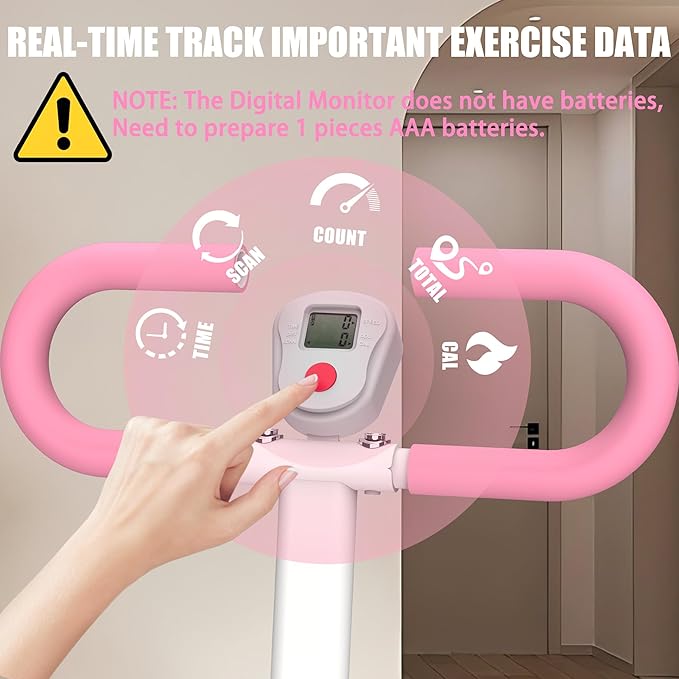 Stair Master for Exercise at Home, 3 Adjustable Resistance Folding Vertical Stair Stepper, Low-Impact Full-Body Exercise Fitness Machines, 265LBS Capacity, Sturdy Steel Frame, LCD Monitor, Pink