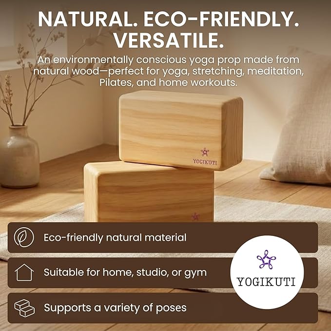 Original Wooden Yoga Block – Solid Hardwood Prop Inspired by Traditional Yoga Practice