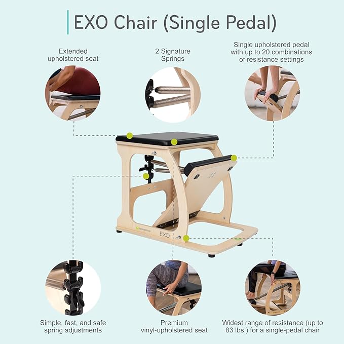 Balanced Body EXO Chair, Pilates Chair Exercise Equipment for Full-Body Workout, Pilates Resistance-Workout Equipment for Home Gym or Studio