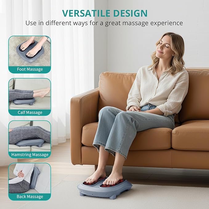 Nekteck Foot Massager with Heat, Heated Foot Massager for Plantar Fasciitis, Pain Relief and Circulation, Shiatus Electric Under Desk Feet Massager Machine, Gifts for Men Woman Him Her Mon Birthday
