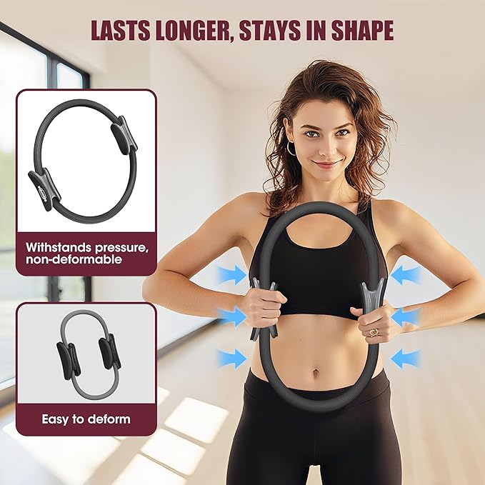 ROSAPOAR Pilates Essentials Kit for Women, Pilates Ring Set - 14" Magic Circle with Yoga Ball & Resistance Bands – Pilates Kit for Home Workouts, Toning & Core Sculpting Pilates Equipment