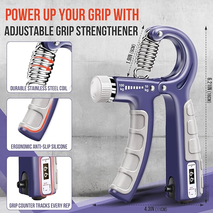 Grip Strength Trainer Kit, 3 Colors Forearm Strengthener & Hand Grip Strengthener, Finger Exerciser & Stretcher for Strength Training, Recovery & Flexibility