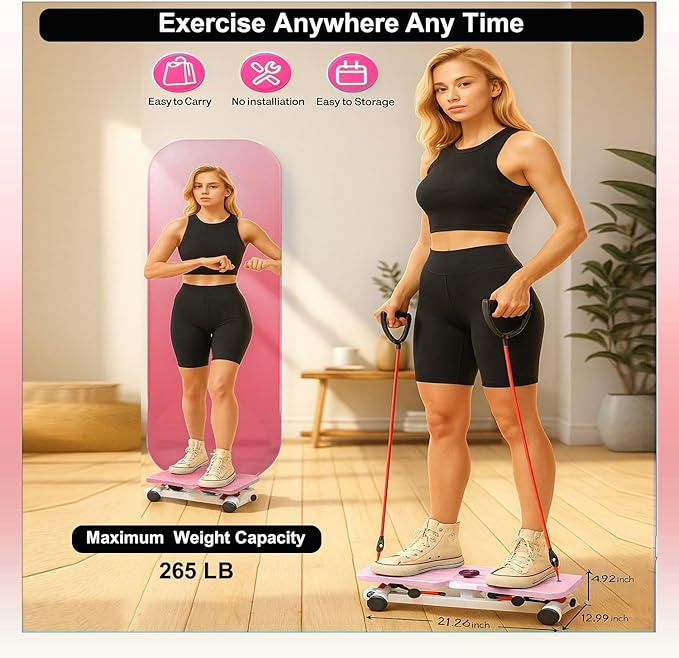 Waist Twister Machine – AB Twist Board Core & Waist Trainer with 360° Twist Disc – Abs Workout Balance Board & Full Body Toning Kit for Men & Women, Noiseless Ab Exercise
