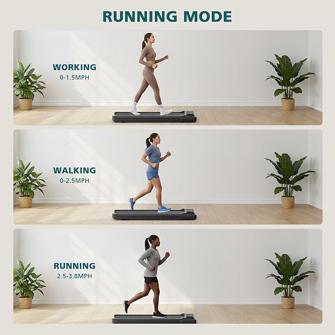 Smug Compact Armless Treadmill, Space Saving Design for Home & Office, Quiet Under Desk Walking Pad, 200 Lbs Capacity 3 in 1 Portable Walking Treadmill