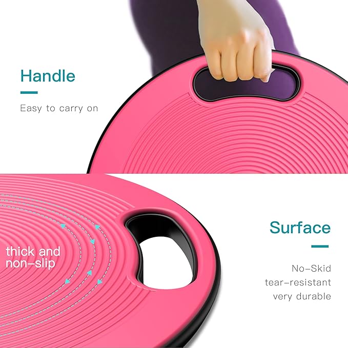 EVERYMILE Wobble Balance Board, Exercise Balance Stability Trainer Portable Balance Board with Handle for Workout Core Trainer Physical Therapy & Gym No-Skid Surface