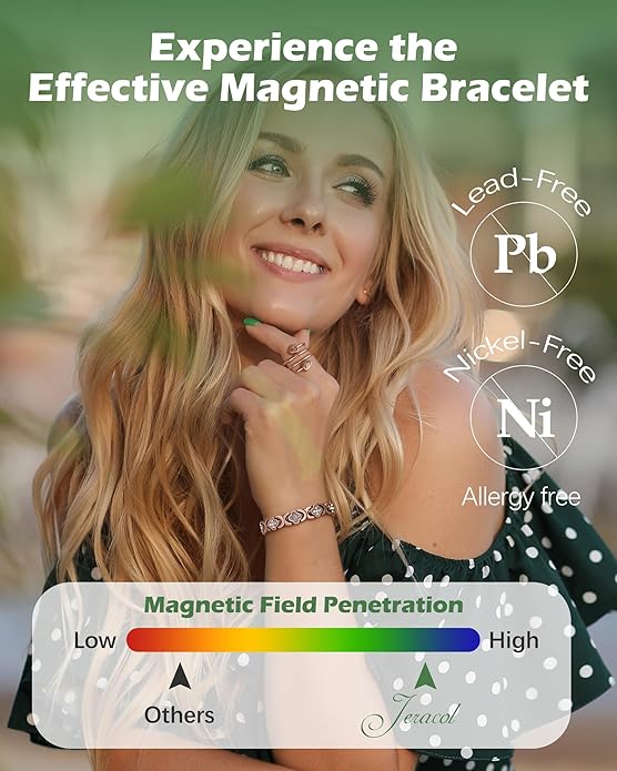 99% Pure Copper Bracelet, Copper Magnetic Bracelet & Ring for Women with Ultra Strength Neodymium Magnets, Clover Jewelry with Sparkling Cubic Zirconia