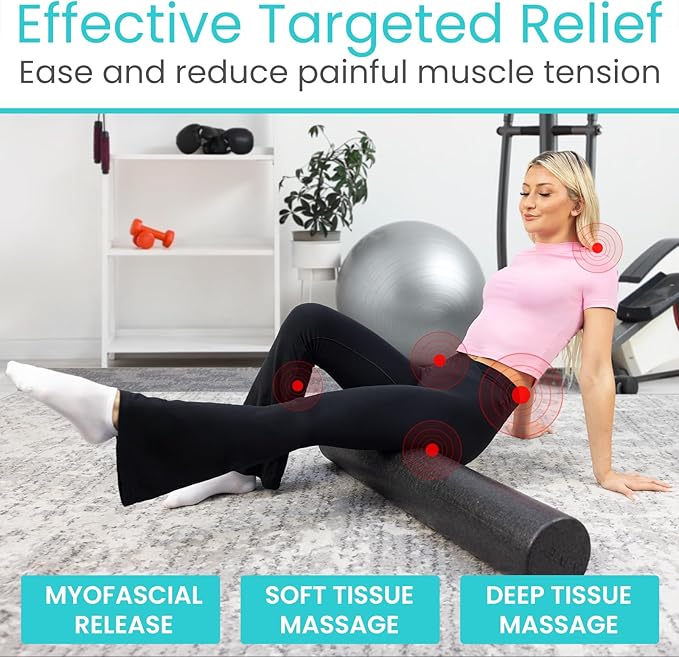 Vive High Density Foam Roller (36 inch) - Large Foam Roller for Exercise, Physical Therapy, Yoga, Pilates, Stretching - Pain Relief Massager for Trigger Point, Deep Muscle Massage, Myofascial Release