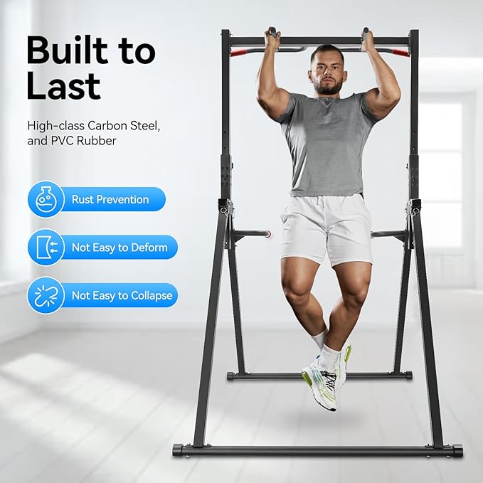 Power Tower Pull Up Bar Station Pull Up Bar Free Standing Multi-Function Adjustable Height Dip Station for Gym Workout Strength Training Fitness Home Gym Equipment Max 440 LBS
