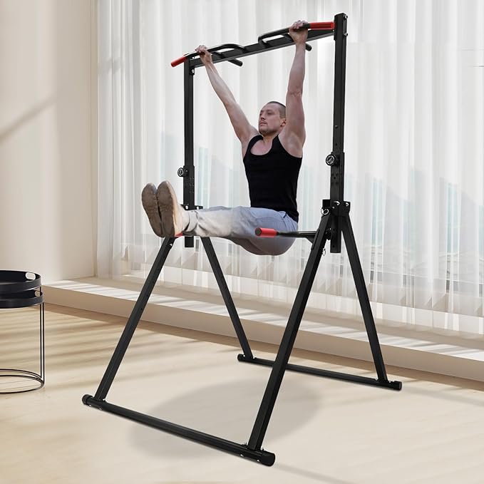 Horizontal Bar, 440.92lbs Triangular Pull Up Station Home Gym Strength Training Equipment Multifunction Adjustable Pull Up Bar Stand with Practical Pins for Living Rooms Bedrooms Gyms
