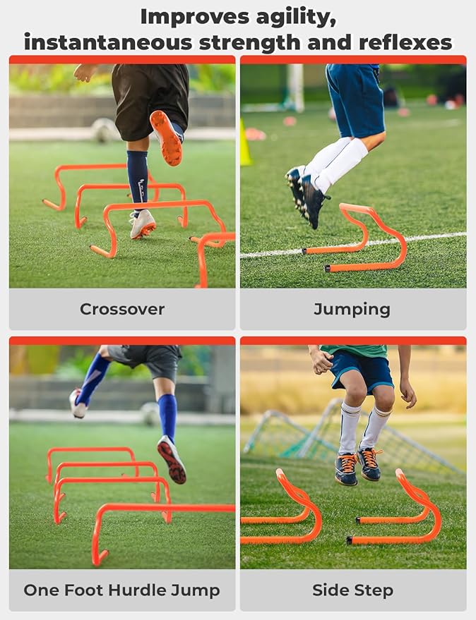 GHB Agility Hurdles 8" Speed Agility Training Hurdles, Detachable Sturdy Hurdles Training Equipment Set with Carry Bag for Kids,Athletes,Soccer,Basketball