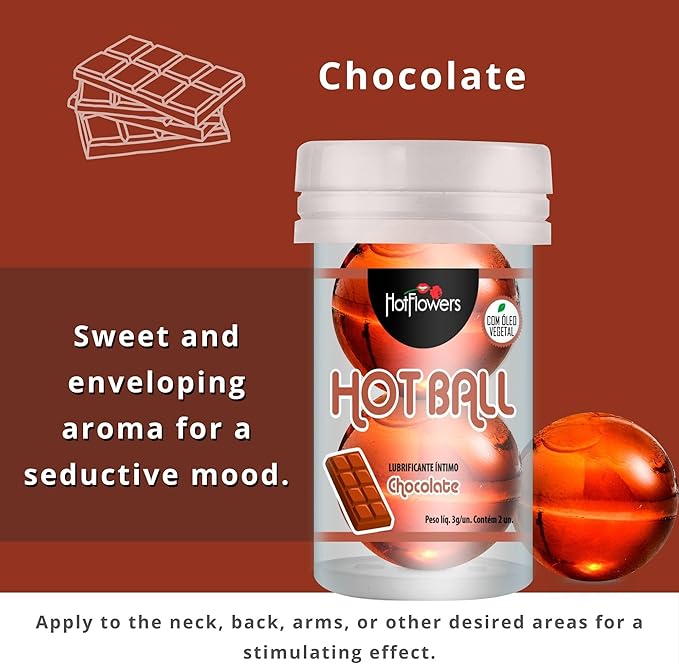 Hot Ball Flavored Kit – 4 Aromas: Strawberry Champagne, Mint, Chocolate & Red Fruits – Massage Oil Balls – Skin-Friendly Massage Beads - 2 Units Each