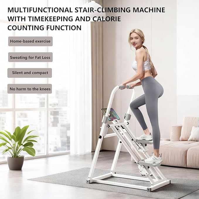 Steppers for Exercise at Home,Step Fitness Foldable Stair Stepper with Handlebar, Adjustable Resistance,Timer & Phone Holder,Quiet Climber Cardio Equipment,440lb Capacity for Home Gym