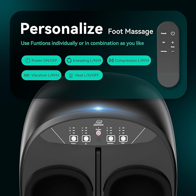 Snailax Foot Massager with Heat, Remote Control, Shiatsu Heated Foot Massager Machine with Deep Kneading, Rolling, Compression, Vibration, Size 13