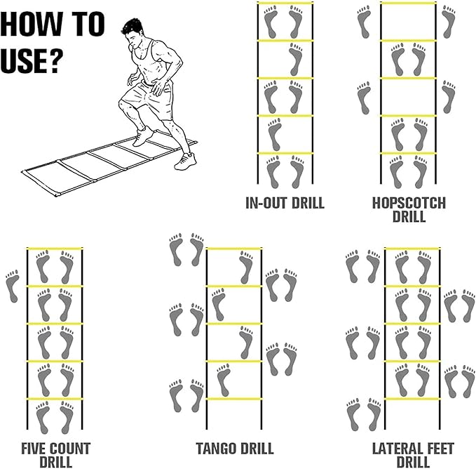 Agility Ladder Double Row Agility Ladder, Adjustable Training Equipment, Football Flexibility Training Jumping Ladder, for Personal Train(Size:6M)