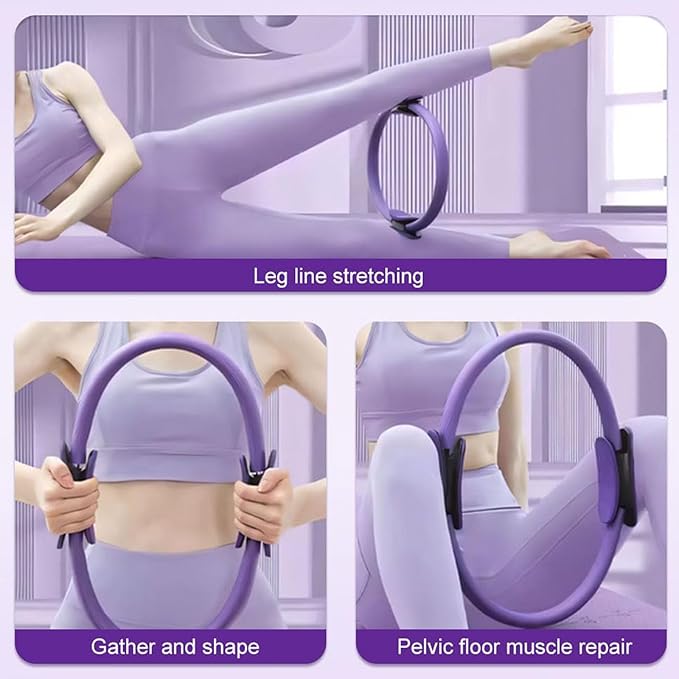 Pilates Ring Fitness Trainer, Yoga Ring Home Gym Equipment Inner Thigh Exercise, 14.96 Inch Yoga Ring Magic Circle, Double Padded Handle Exercise Resistance Equipment